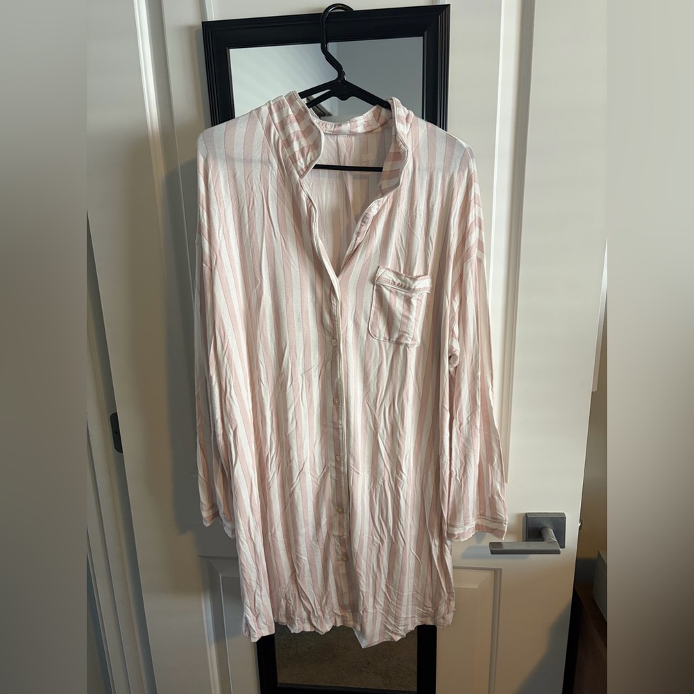 Stars Above Blush and White Striped Shirt